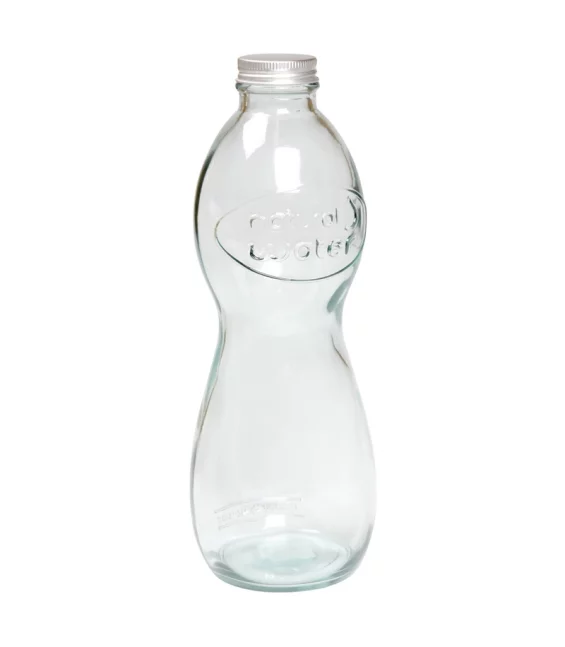Flasche aus recyceltem Glas 1l mit Aluminiumdeckel - ah table !