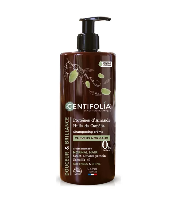 Shampooing crème cheveux normaux BIO amande & camélia - 500ml - Centifolia