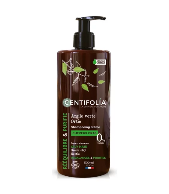 Shampooing crème cheveux gras BIO argile verte & ortie - 500ml - Centifolia