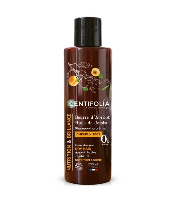 Shampooing crème cheveux secs BIO abricot & jojoba - 200ml - Centifolia