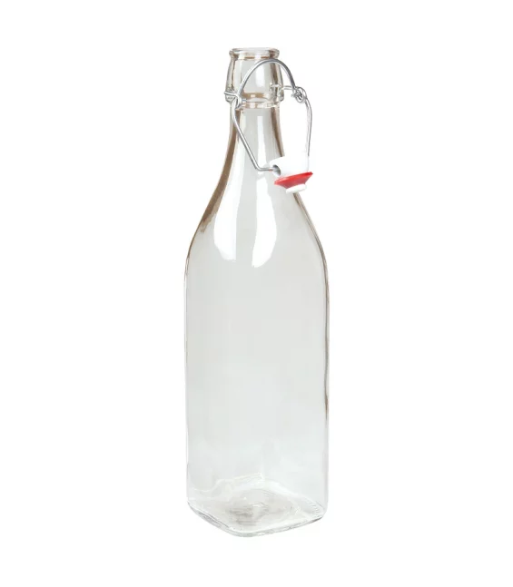 Limonaden Flasche viereckiger Boden aus Glas 1l mit Verschluss - ah table !