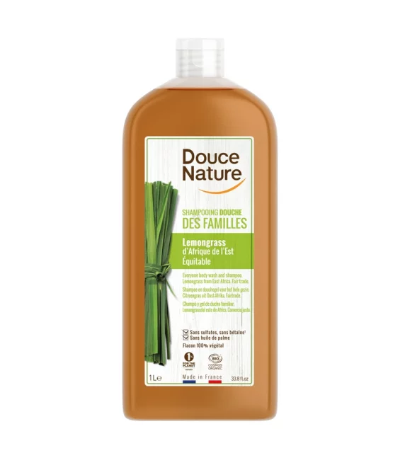 Shampooing douche des familles BIO lemongrass - 1l - Douce Nature