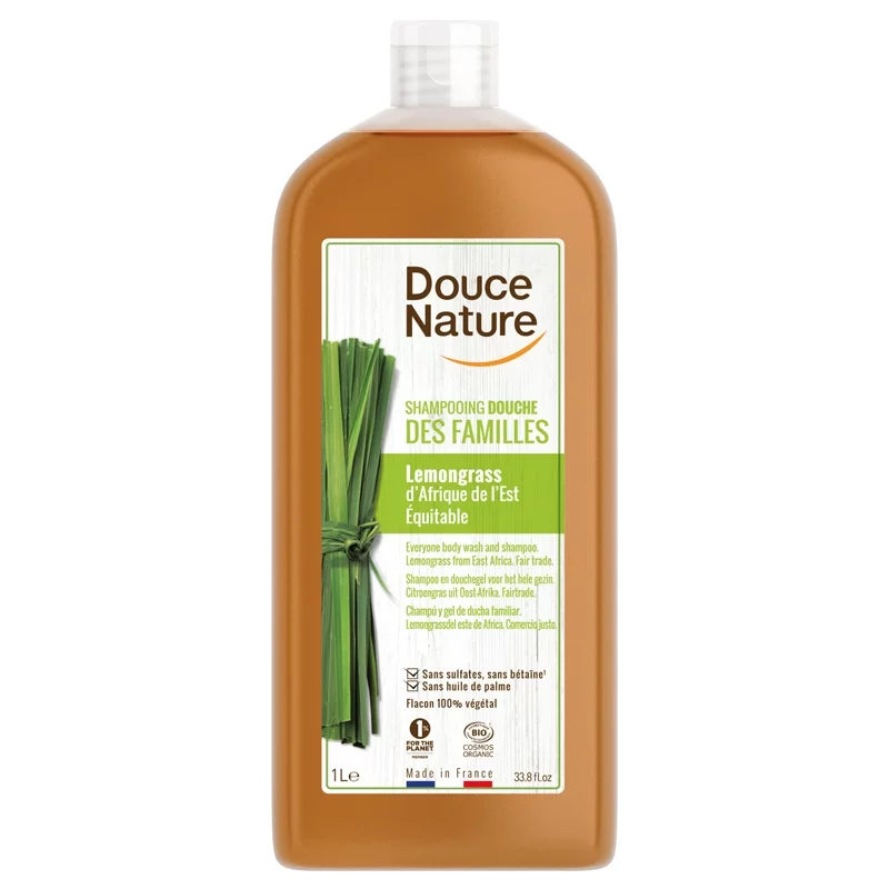 Shampooing douche des familles BIO lemongrass - 1l - Douce Nature