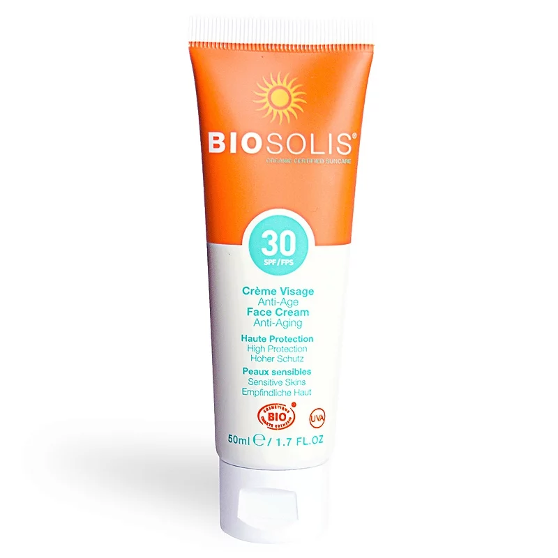 Crème solaire anti-âge visage & cou BIO IP 30 karanja - 50ml - Biosolis