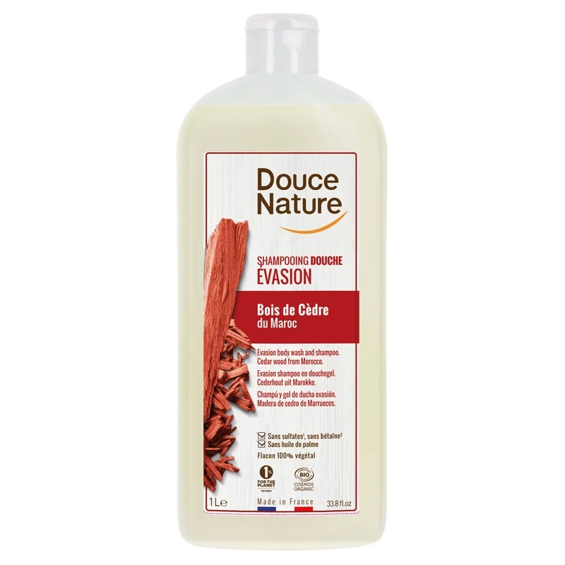 Shampooing douche évasion BIO bois de cèdre - 1l - Douce Nature