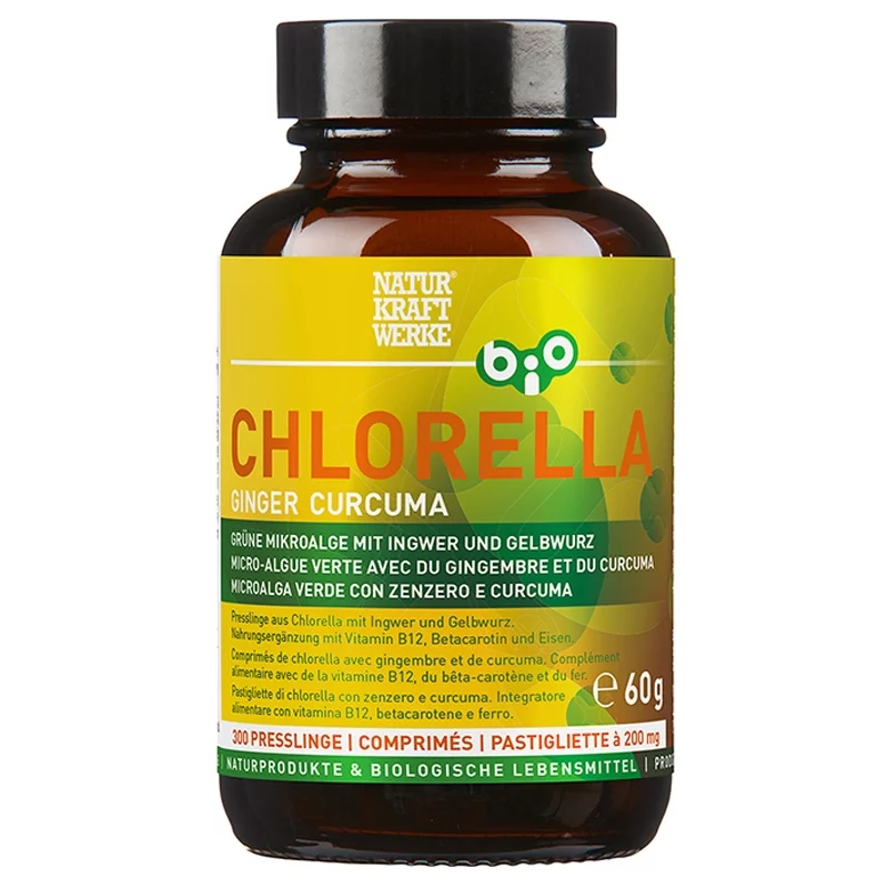 Chlorella, gingembre & curcuma BIO - 300 comprimés à 200mg - NaturKraftWerke