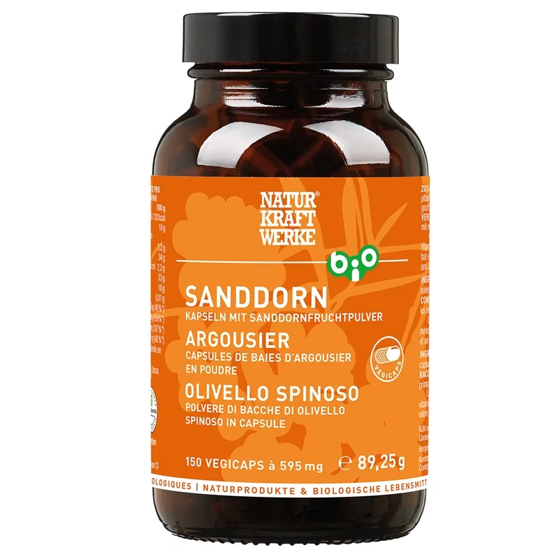 Baies d'argousier BIO - 150 capsules à 595mg - NaturKraftWerke 