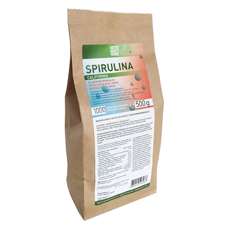 Spirulina California- 1000 Tabletten à 500mg - NaturKraftWerke