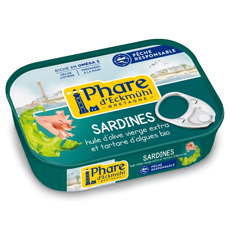 Sardines au tartare d'algues & huile d'olive BIO - 135g - Phare d'Eckmühl