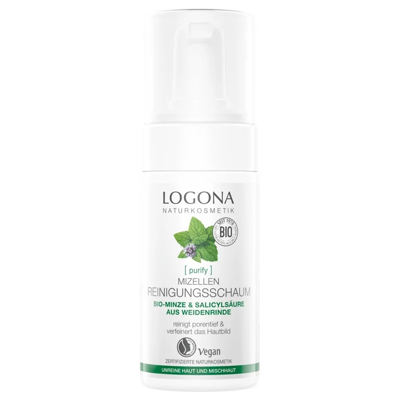 Mousse nettoyante micellaire BIO menthe & écorce de saule - 100ml - Logona