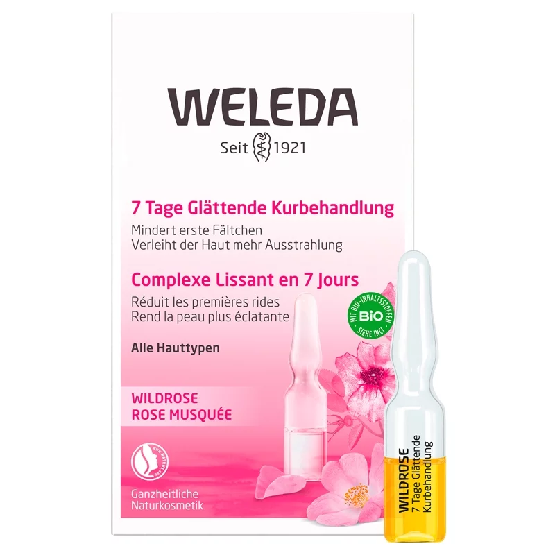 7 Tage Glättende BIO-Kurbehandlung Wildrose - 7 Ampullen - Weleda