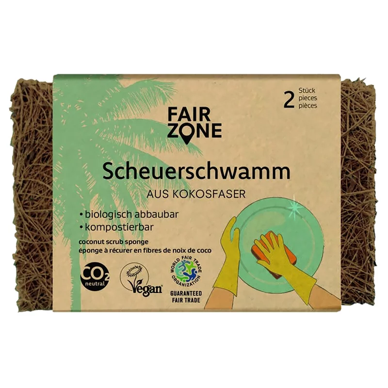 Scheuerschwamm aus Kokosfaser - 2 Stück - Fair Zone