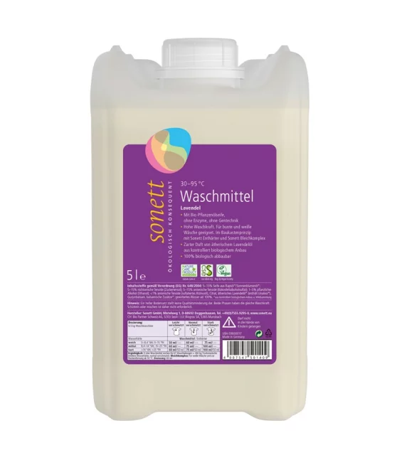 Ökologisches Flüssigwaschmittel Lavendel - 67 Waschgänge - 5l - Sonett﻿