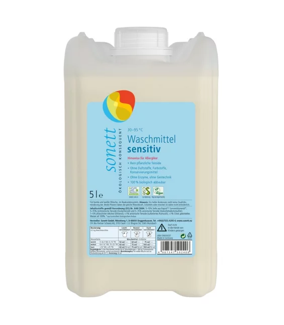 Ökologisches Flüssigwaschmittel sensitiv ohne Duft - 5l - Sonett