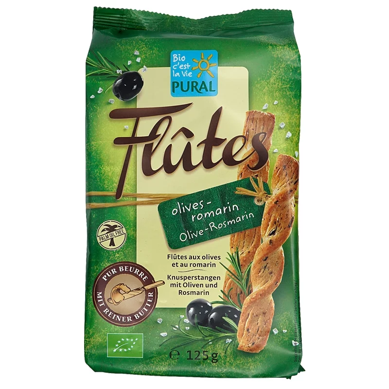 Flûtes aux olives & romarin BIO - 125g - Pural