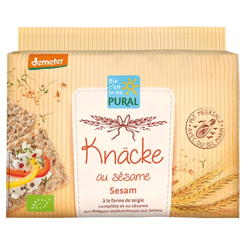 BIO-Knäckebrot Roggen mit Sesam - 250g - Pural