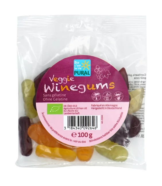 Bonbons au vin BIO sans gélatine - Veggie Winegums - 100g - Pural