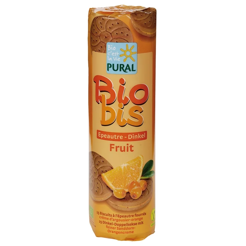 Biscuits fourrés ronds épeautre, argousier & orange BIO - 300g - Pural