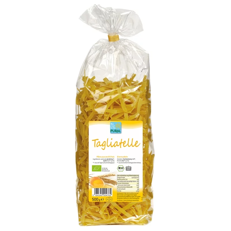 Tagliatelle de blé dur aux œufs BIO - 500g - Pural