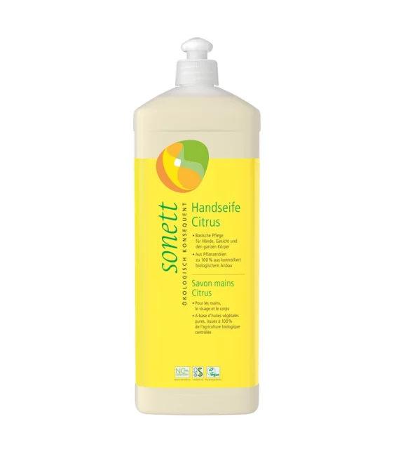Öko flüssige Seife für Hände, Gesicht & Körper Citrus - 1l - Sonett﻿