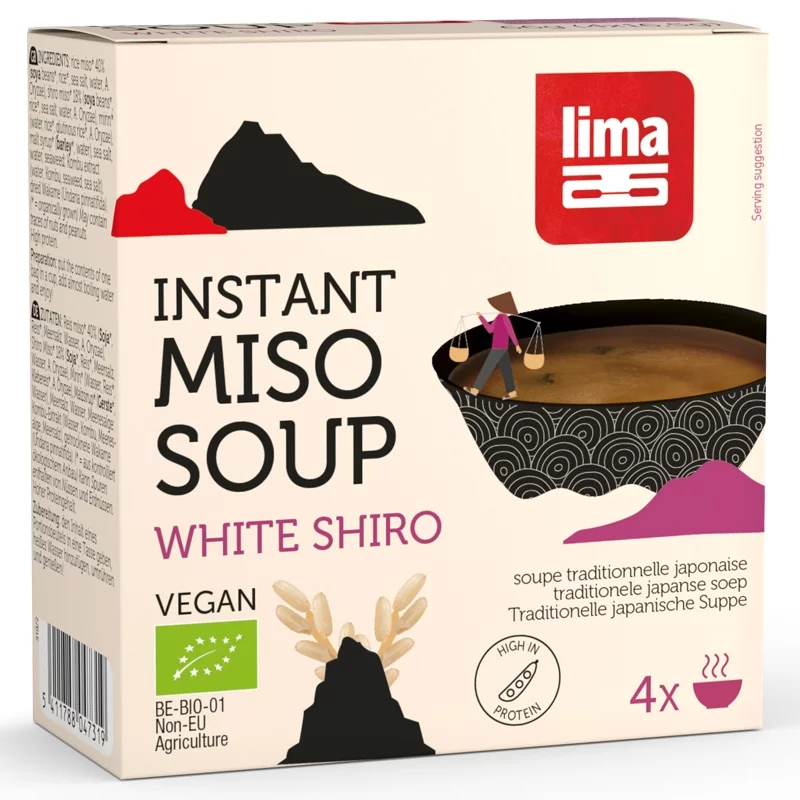 Soupe traditionnelle japonnaise miso blanc BIO Lima 4x16,5g