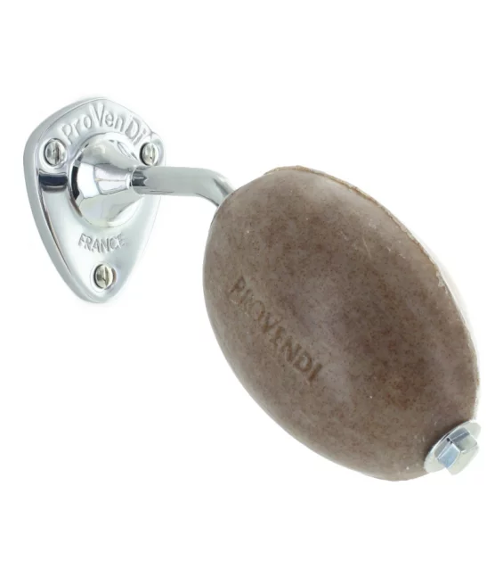 Savon rotatif marron glacé cèdre avec porte-savon chrome - 290g - Provendi