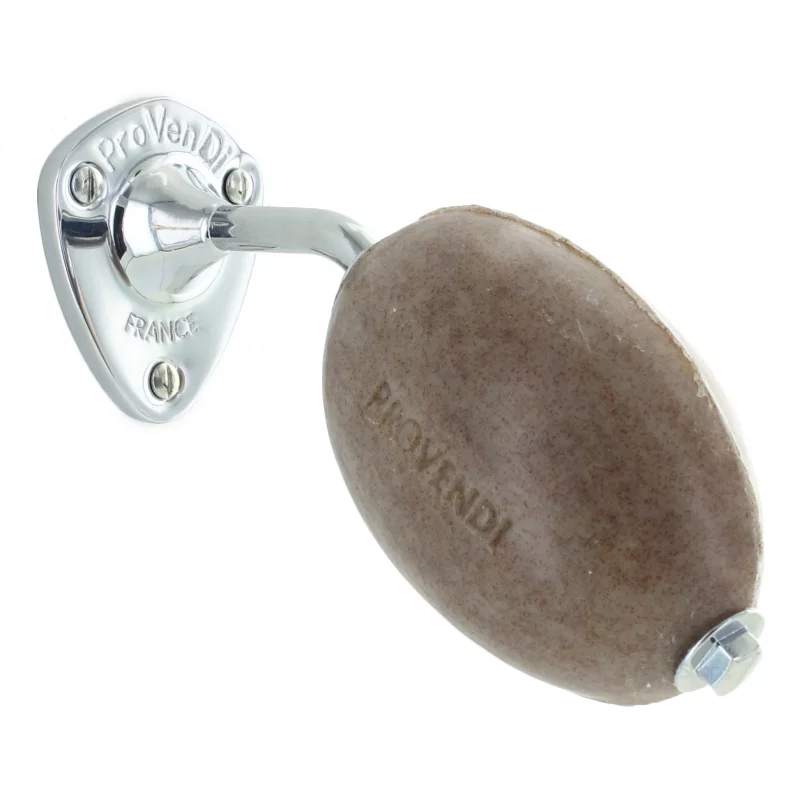 Savon rotatif marron glacé cèdre avec porte-savon chrome - 290g - Provendi