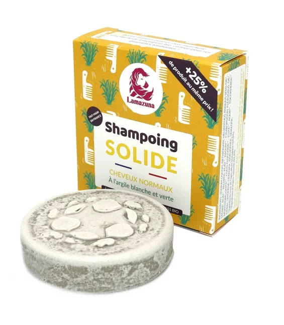Festes Shampoo für normales Haar Weisse & Grüne Tonerde - 70ml - Lamazuna