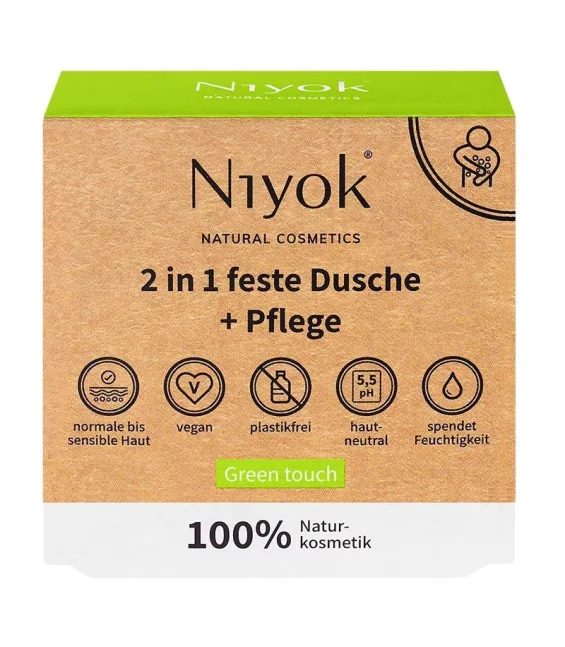 Natürliches 2 in 1 festes Dusche & Pflege Green touch - 80g - Niyok