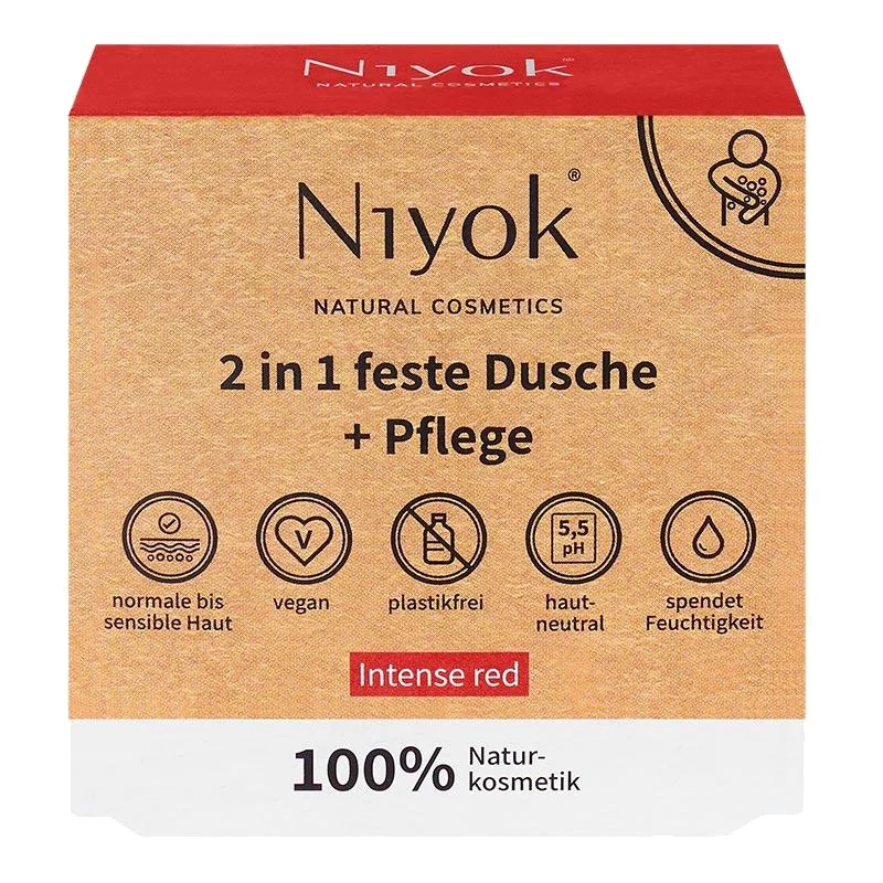 Natürliches 2 in 1 festes Dusche & Pflege Intense red - 80g - Niyok