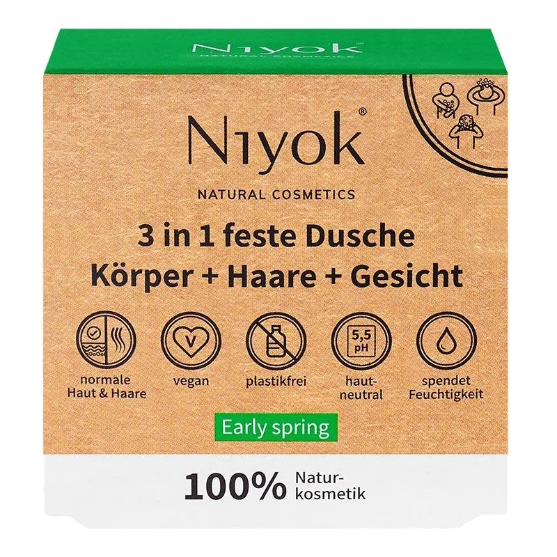 Gel douche corps, cheveux & visage solide naturel - 80g - Niyok