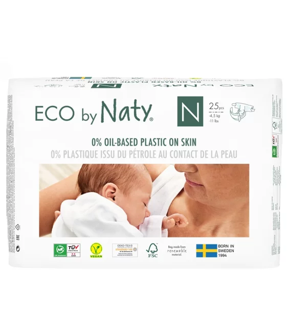 Ökologische Windeln Newborn - 4,5 kg - 25 Stück - Naty