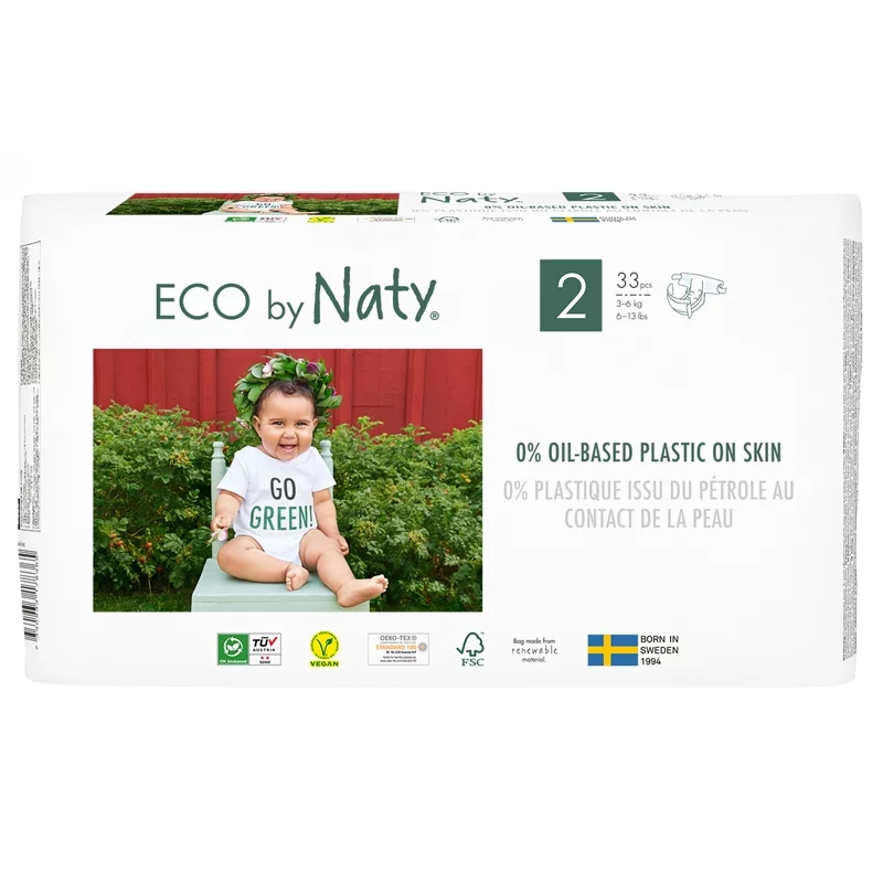 Ökologische Windeln Grösse 2 - 3-6 kg - 33 Stück - Naty