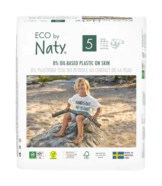 Couches jetables écologiques Taille 5 - 11-25 kg - 22 pièces - Naty