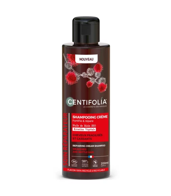 Shampooing crème réparateur BIO ricin & kératine - 200ml - Centifolia