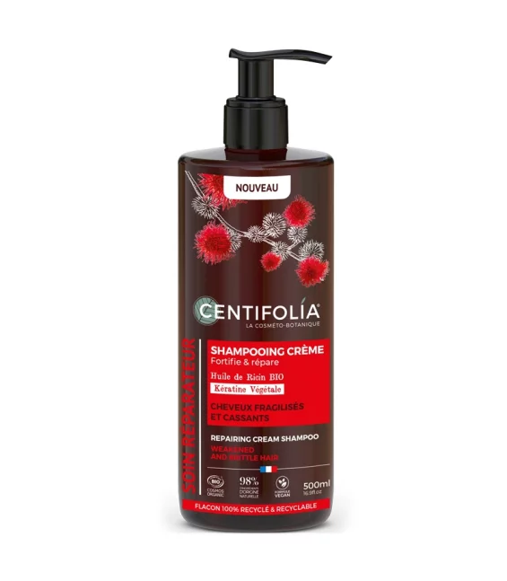 Shampooing crème réparateur BIO ricin & kératine - 500ml - Centifolia