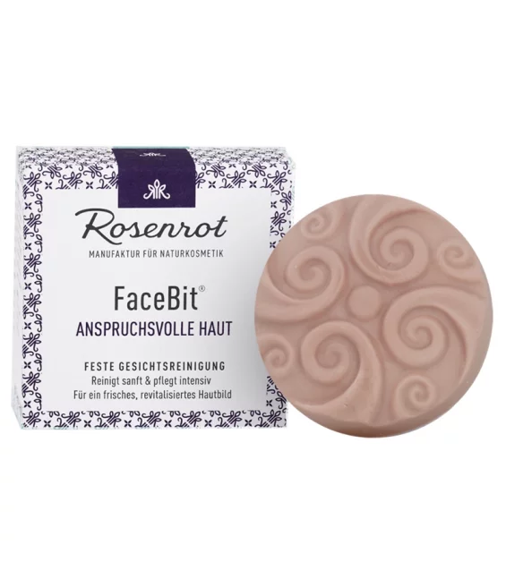 Nettoyant visage solide peau exigeante BIO rose sauvage & beurre de karité - 50g - Rosenrot