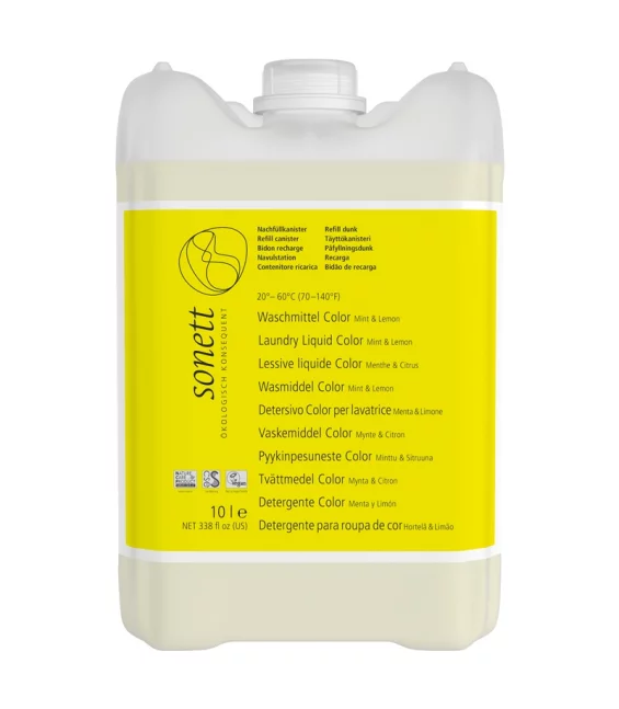 Lessive liquide couleur écologique menthe & lemongrass - 10l - Sonett﻿