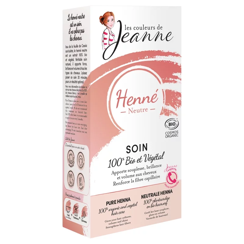 Soin végétal BIO henné neutre - 2x50g - Les couleurs de Jeanne