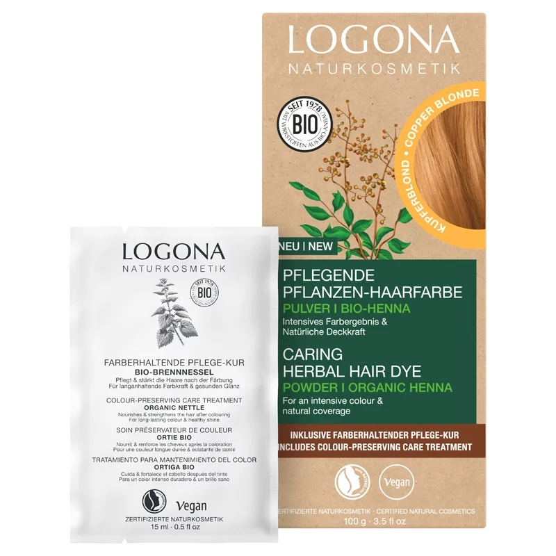 Poudre colorante végétale BIO blond cuivré - 100g - Logona