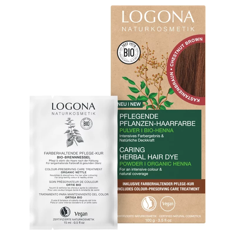 Poudre colorante végétale BIO brun châtaigne - 100g - Logona