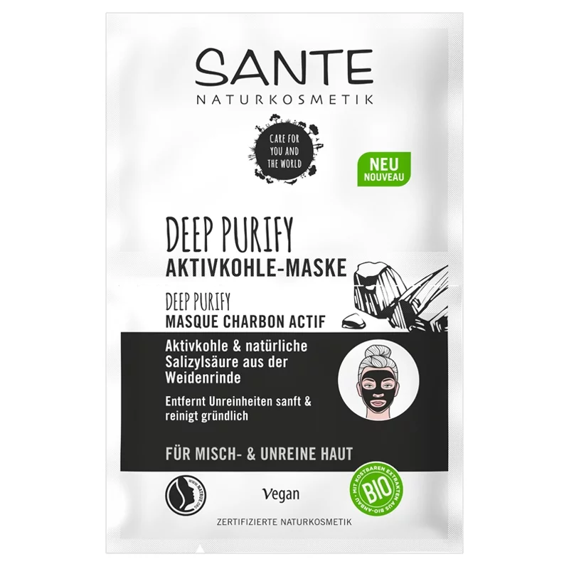 BIO-Aktivkohle-Maske Tonerde & Salizylsäure - 2x4ml - Sante