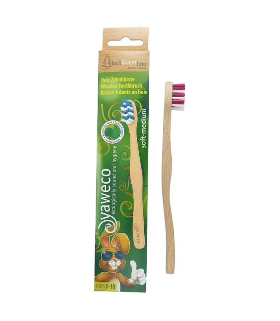 Brosse à dents enfants en bois Soft-Medium Nylon - Yaweco