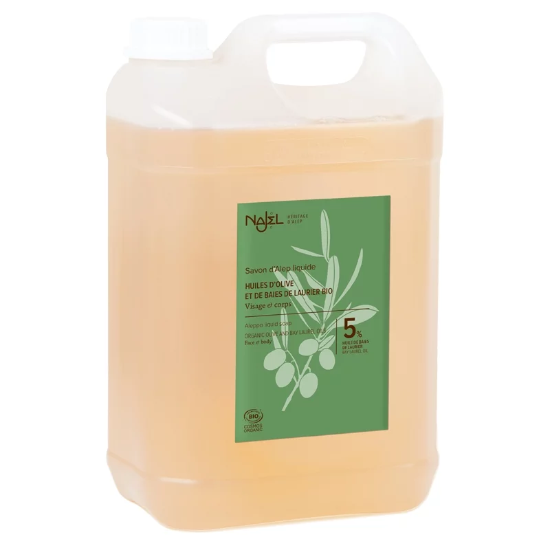 Savon d'Alep liquide BIO olive & 5% laurier - 5l - Najel