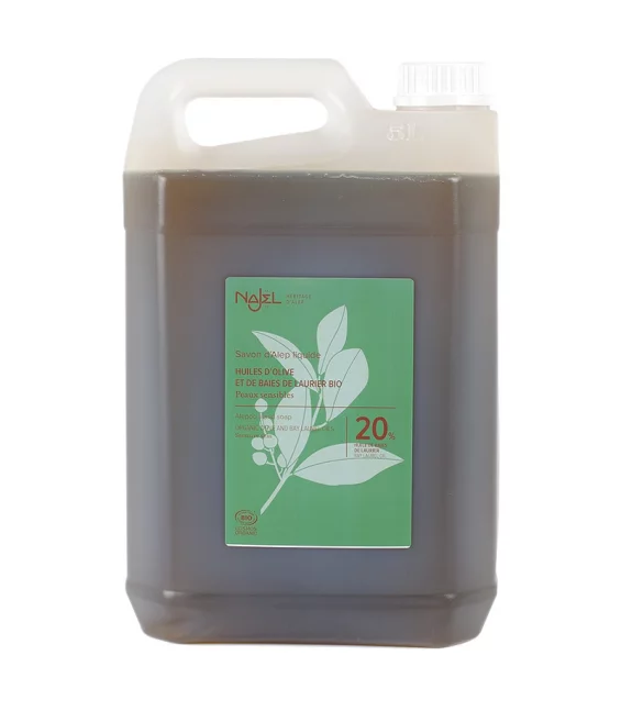 Flüssige BIO-Aleppo Seife mit Olive & 20% Lorbeer - 5l - Najel