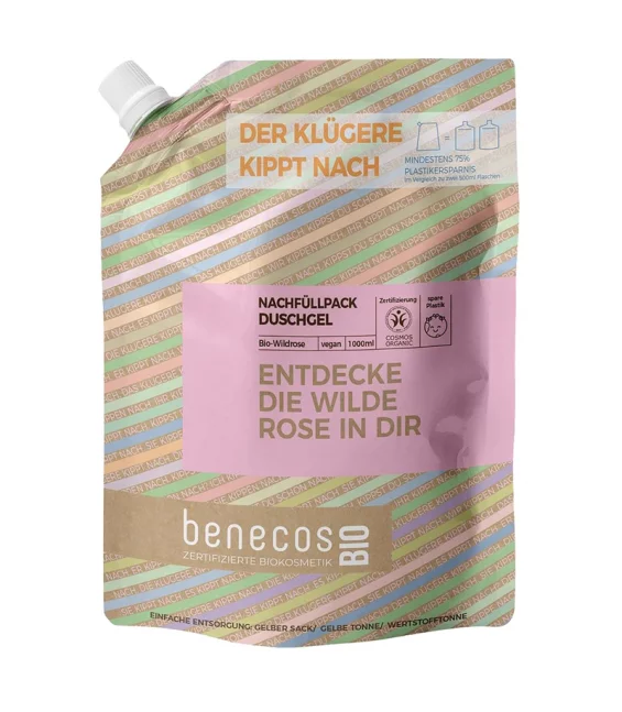 Recharge gel douche BIO rose sauvage - 1l - Benecos