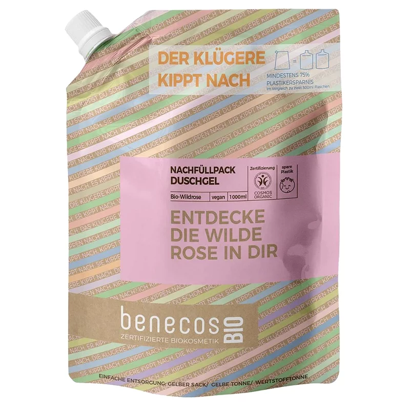 Recharge gel douche BIO rose sauvage - 1l - Benecos