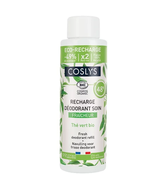 Recharge déodorant à bille soin fraîcheur BIO thé vert - 100ml - Coslys
