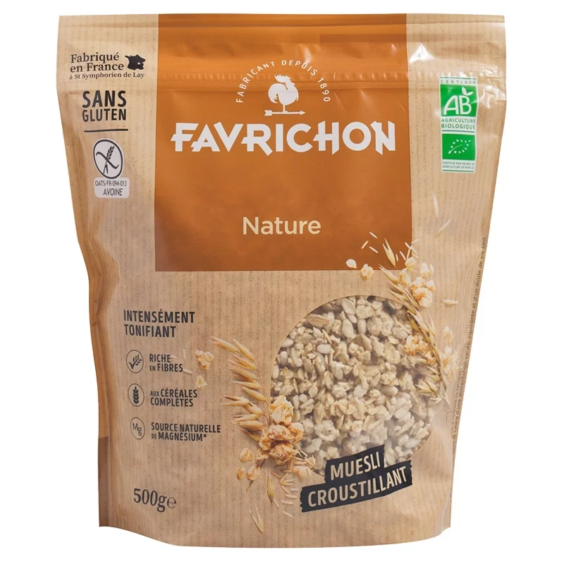 Müesli croustillant nature BIO - 500g - Favrichon