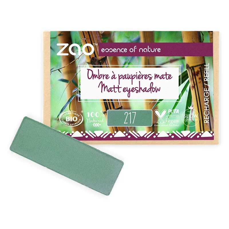 Ombre à paupières mate Vert eucalyptus N°217 BIO (Recharge) - 1,3g - Zao